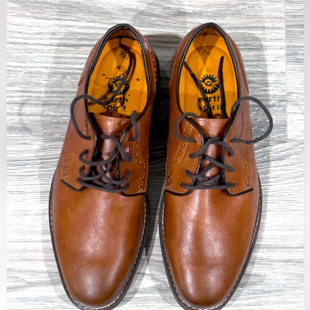 George MENS Oxford Lace Up Brown Dress Shoe Memory Foam Smooth NWT